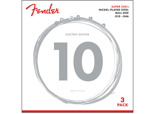 Fender Super 250R NPS Ball End Strings (.010-.046 Gauges) 3-Pack Fender Super 250R NPS Ball End Strings (.010-.046 Gauges) 3-Pack